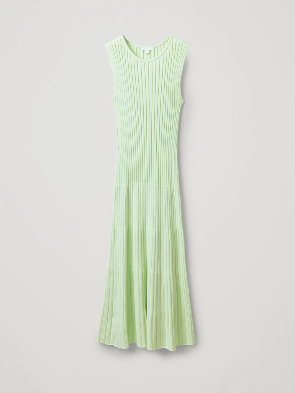 COS Sleeveless Ribbed Knit Maxi Dress in Light Green SIZE XS